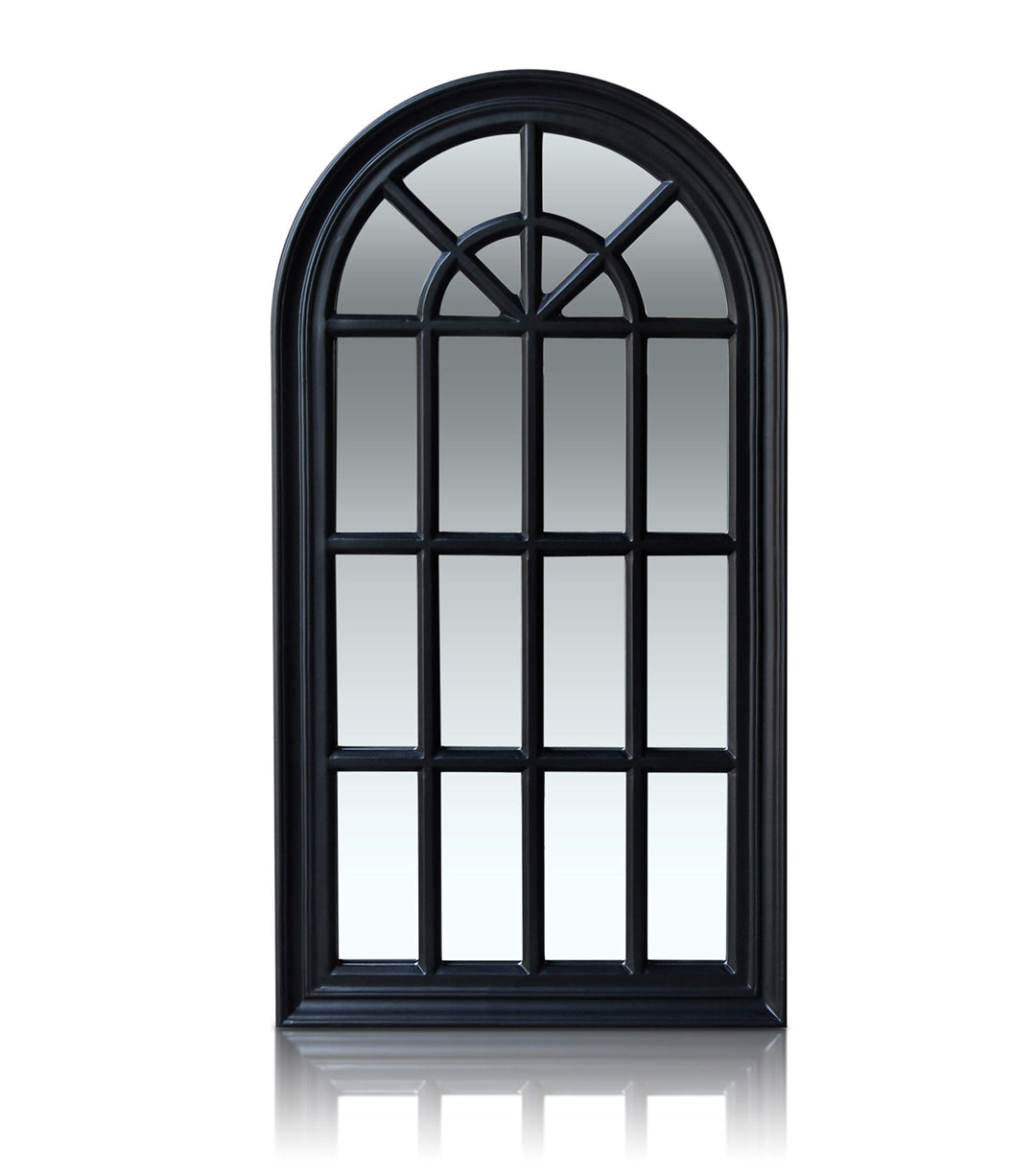 Antic by Casa Chic - Französischer Fensterspiegel - 46x86 cm - Fester Rahmen - Matt Schwarz 46 x 86