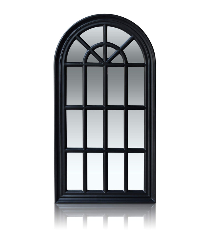 Antic by Casa Chic - Französischer Fensterspiegel - 46x86 cm - Fester Rahmen - Matt Schwarz 46 x 86