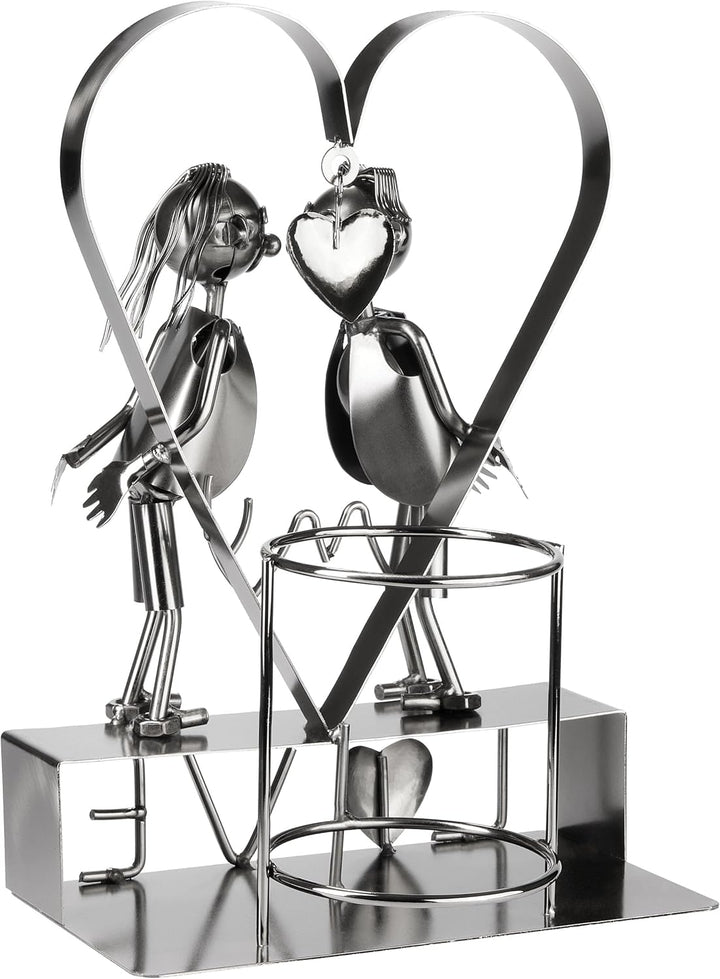 BRUBAKER Weinflaschenhalter Love Liebespaar im grossen Herz - Metall Flaschenhalter - 29 cm Wein Ges