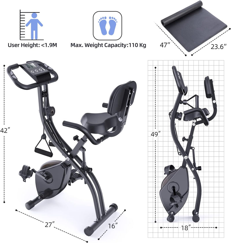 Heimtrainer Fahrrad Klappbar Senioren für Zuhause - Sportneer Ergometer Heimtrainer mit 16 Stufen Ma