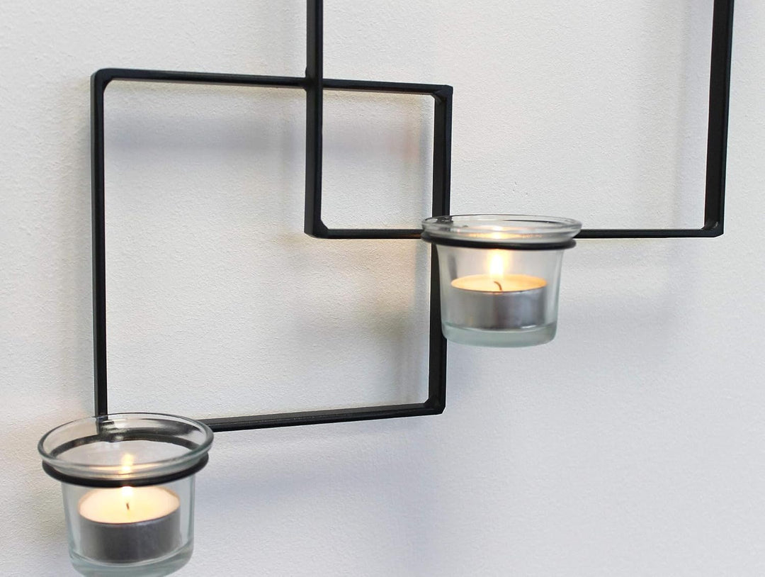 DanDiBo Wandteelichthalter Alegria Metall Wand Schwarz Teelichthalter Kerzenhalter Wandkerzenhalter