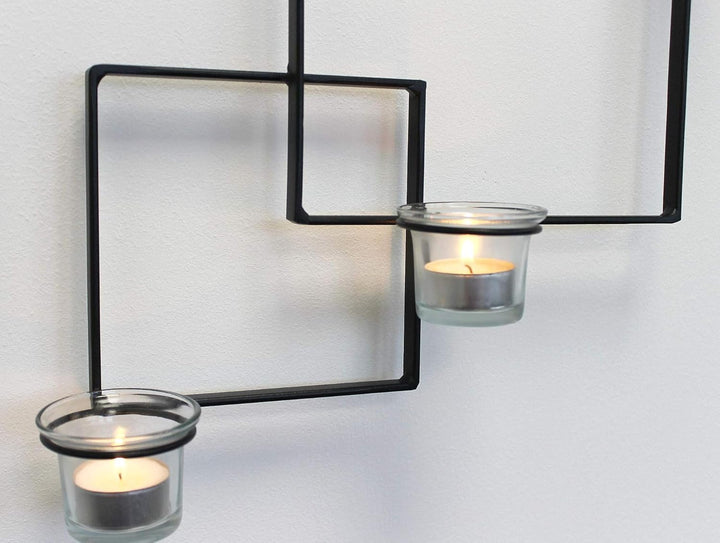 DanDiBo Wandteelichthalter Alegria Metall Wand Schwarz Teelichthalter Kerzenhalter Wandkerzenhalter