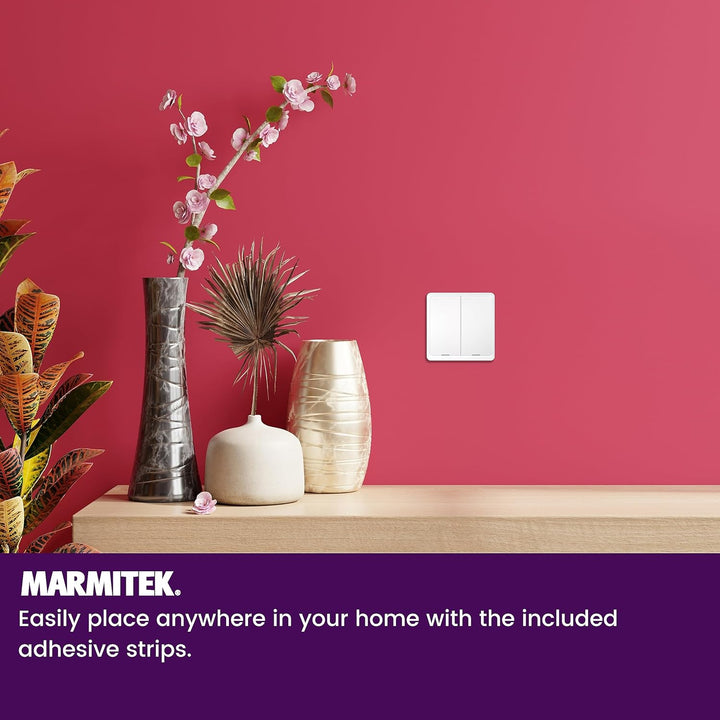 Zigbee Smart Double Wall Switch - Marmitek Push LO WHT - Zigbee 3.0 Taster - Smart WLAN Doppelwandsc