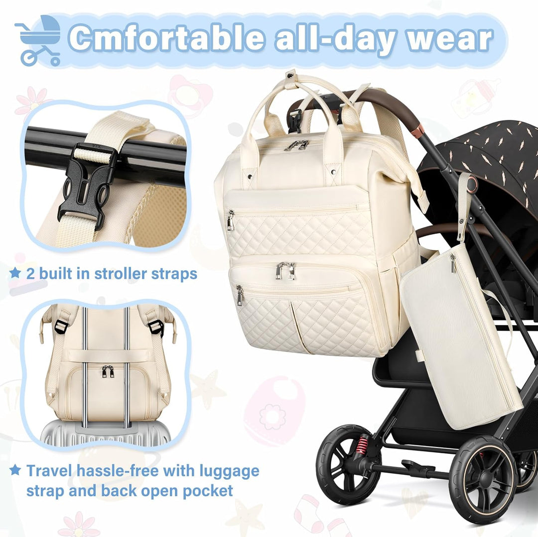 RAINSMORE Baby Wickelrucksack Gross mit Mobiler Wickelauflage Multifunktions Wickeltasche Kinderwage