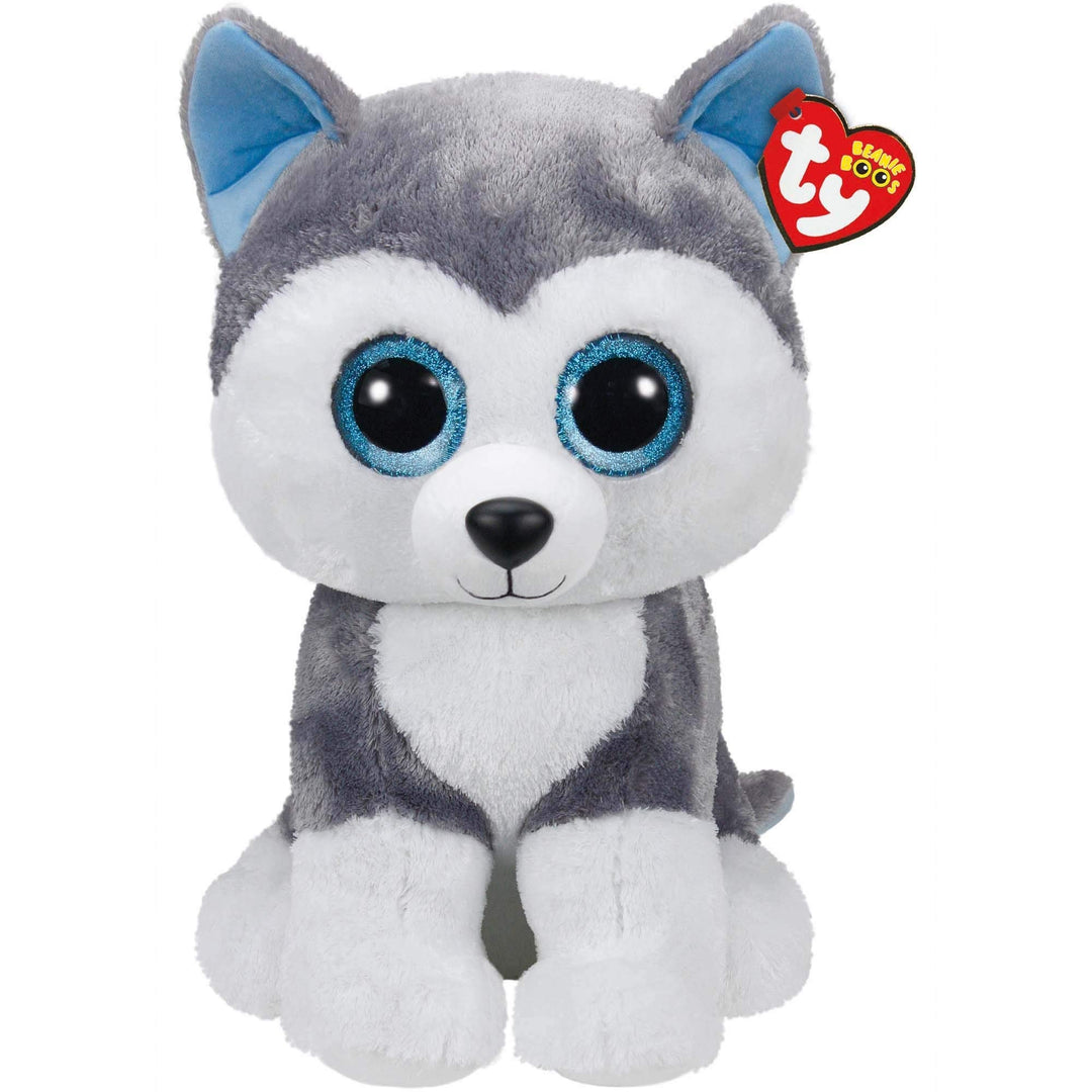 Carletto Ty Slush Husky Beanie Boos Huksy TY 37069 Hund mit Glitzeraugen, Grau, 16"