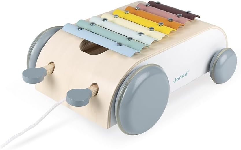 Janod - Xylo Roller aus Holz - Sweet Cocoon Kollektion - Musikalisches Kleinkindspielzeug Farbe auf
