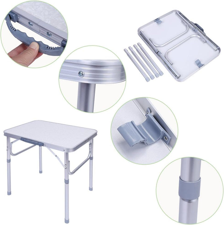 Dioche Klapptisch für Camping und Garten, Picknicktisch mit Tragegriff, aus Aluminium, höhenverstell