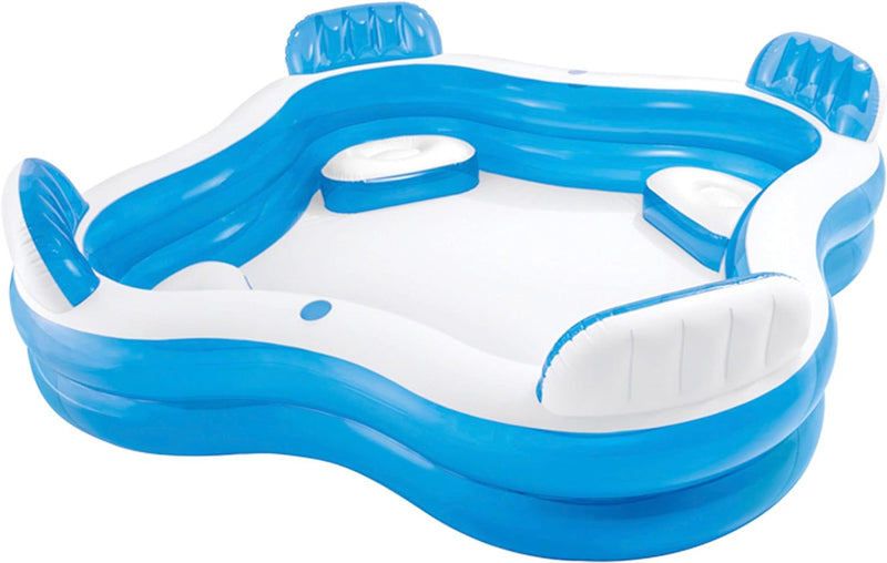Intex 56475NP - Aufblasbares Swim Center Family Lounge, Blau Transparent/Weiss, 229 x 229 x 66 cm &