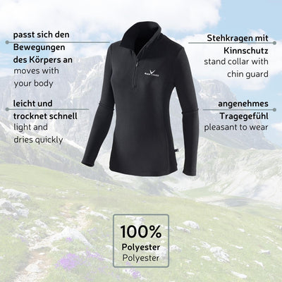 Black Crevice Damen Fleece-Skirolli I Ski-Pullover für Damen Grössen I Damen-Funktionsshirt I Damen