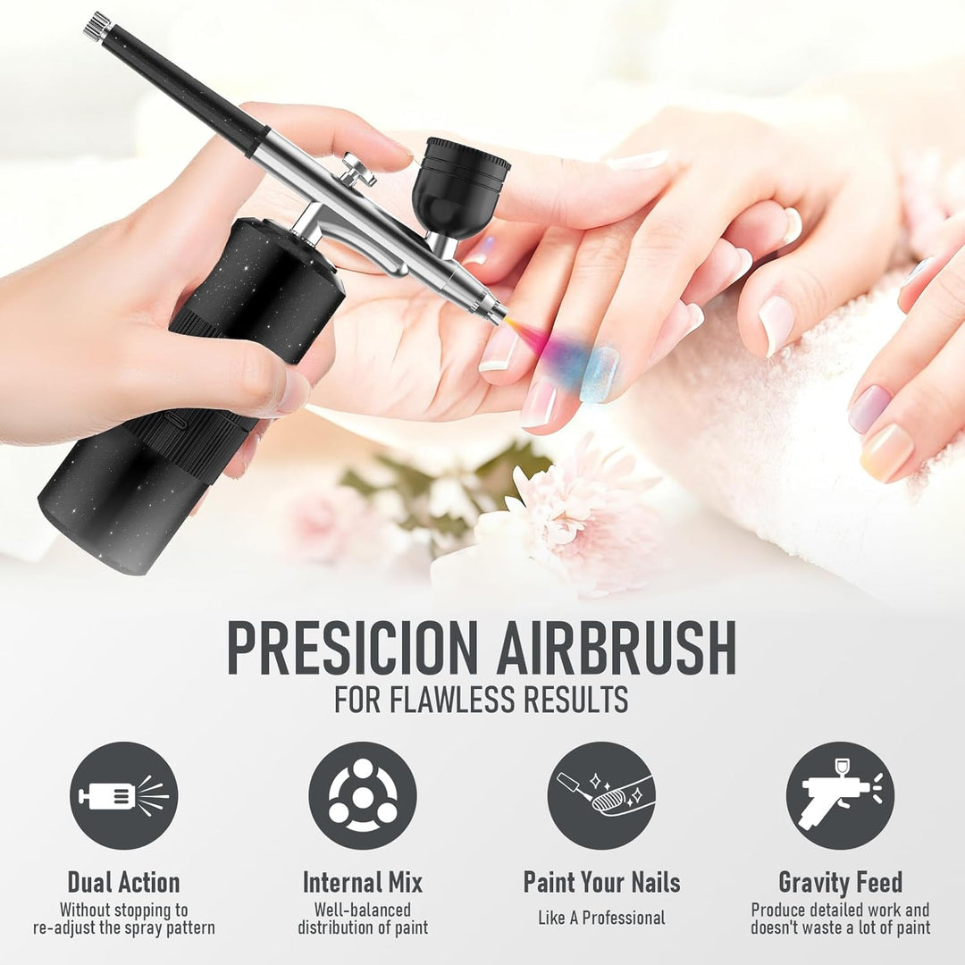 PHILORN Airbrush Set mit Kompressor, Tragbarer Kabelloser Airbrush für Friseure, Nail Art, Kuchenver