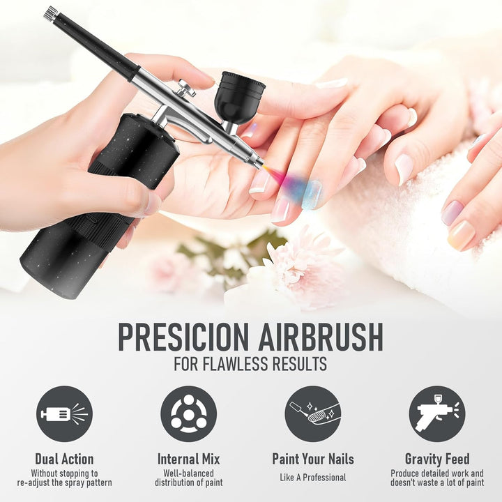 PHILORN Airbrush Set mit Kompressor, Tragbarer Kabelloser Airbrush für Friseure, Nail Art, Kuchenver
