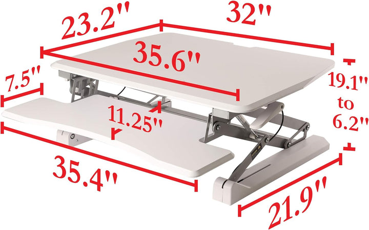 Seville Classics 90 cm pneumatisch höhenverstellbarer Steh-Sitz Tischaufsatz mit Gasdruckfeder, Meta
