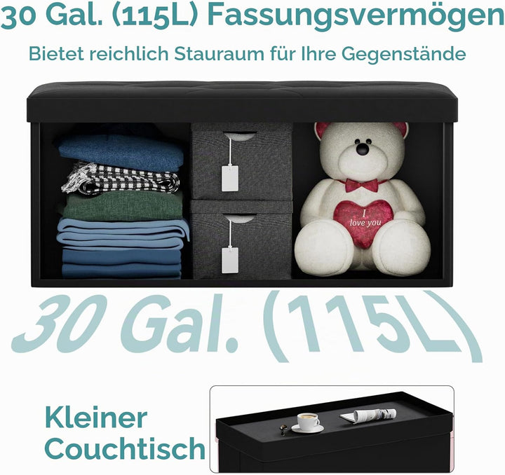 BRIAN &amp; DANY Sitzbank mit Stauraum, Faltbar Sitzhocker Truhen Aufbewahrungsbox aus Samt, 76 x 38 x 3