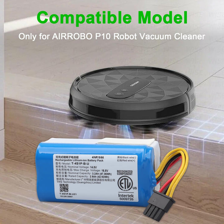 3200 mAh Ersatzakku Kompatibel mit AIRROBO P10 Roboterstaubsauger Akku für AIRROBO P10 14.4V