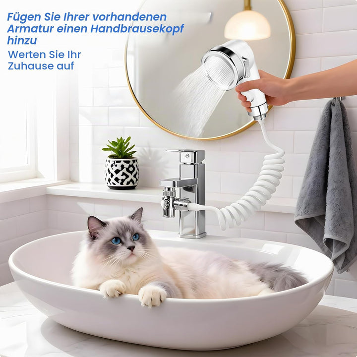 Handbrause für Waschbecken Set, Waschbeckenbrause mit Schlauch 1.5M, Duschkopfhalter und Wasserhahns