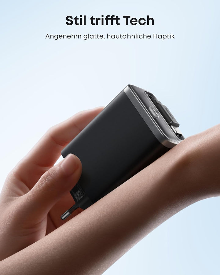Anker Nano 35W USB C Ladegerät, kompaktes 2 Anschlüsse, InstaCord Kabel | 2-Port Netzteil mit integr