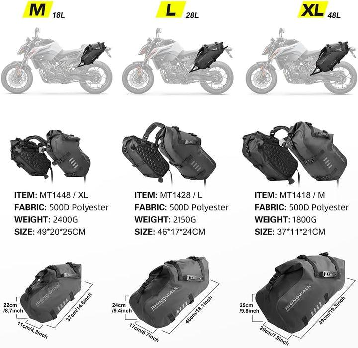 Rhinowalk Motorrad-Satteltaschen Gepäckträgertasche 28L (14L*2) wasserdichte Anti-Vibrations-Motorse