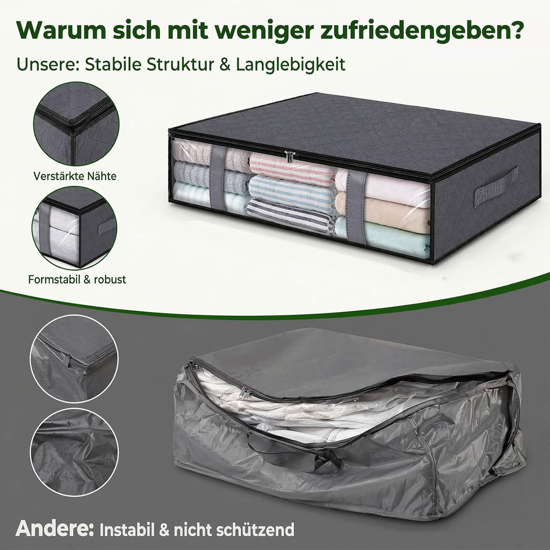 4er-Set Unterbett Aufbewahrungsboxen für Kleideraufbewahrung & Organisation | 40L Waschbare Unterbet