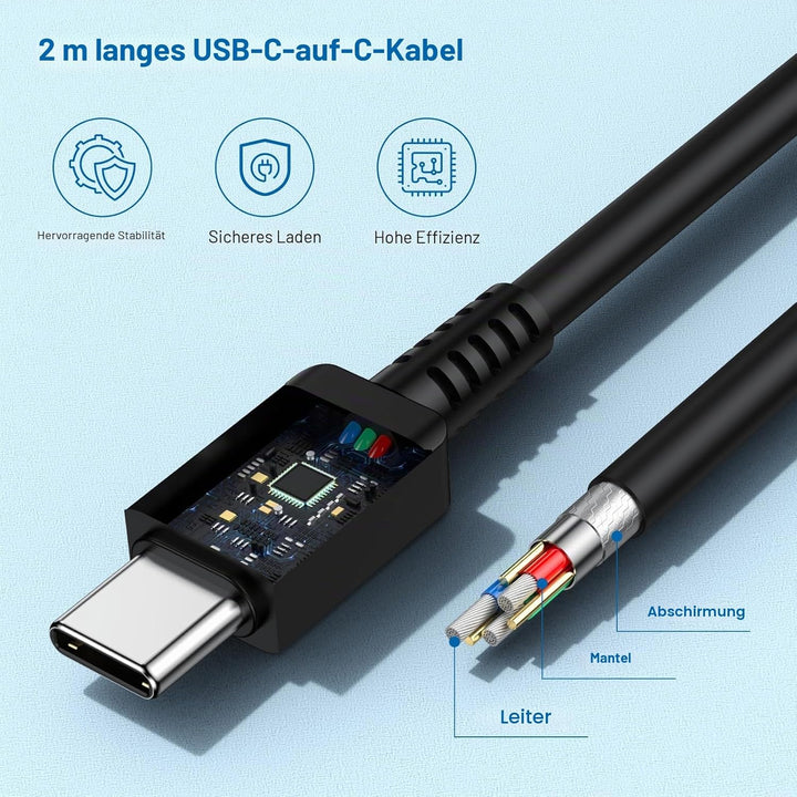 USB C Ladegerät, Schnellladegerät Samsung 25w mit 2M Kabel, Ladekabel USB C mit Netzteil,Typ C Schne