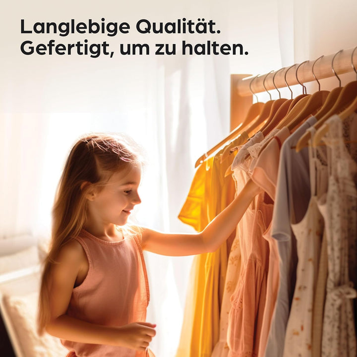 Kinderkleiderbügel FSC® Holz mit Haken 360° Drehbar - 10er Set - Robustes Natur Buchenholz - Perfekt