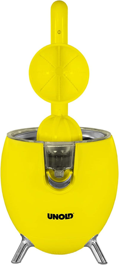 UNOLD 78132 ZITRUSPRESSE Power Juicy Yellow für grosse und kleine Zitrusfrüchte, 300W Motor für perf