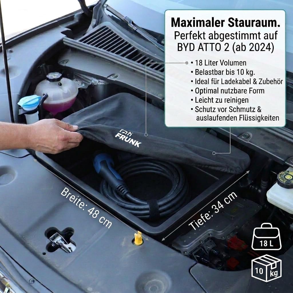 rati Frunk kompatibel für Frunk BYD ATTO 2 2024- | Erweiterter Front-Stauraum. Perfekt für Ladekabel