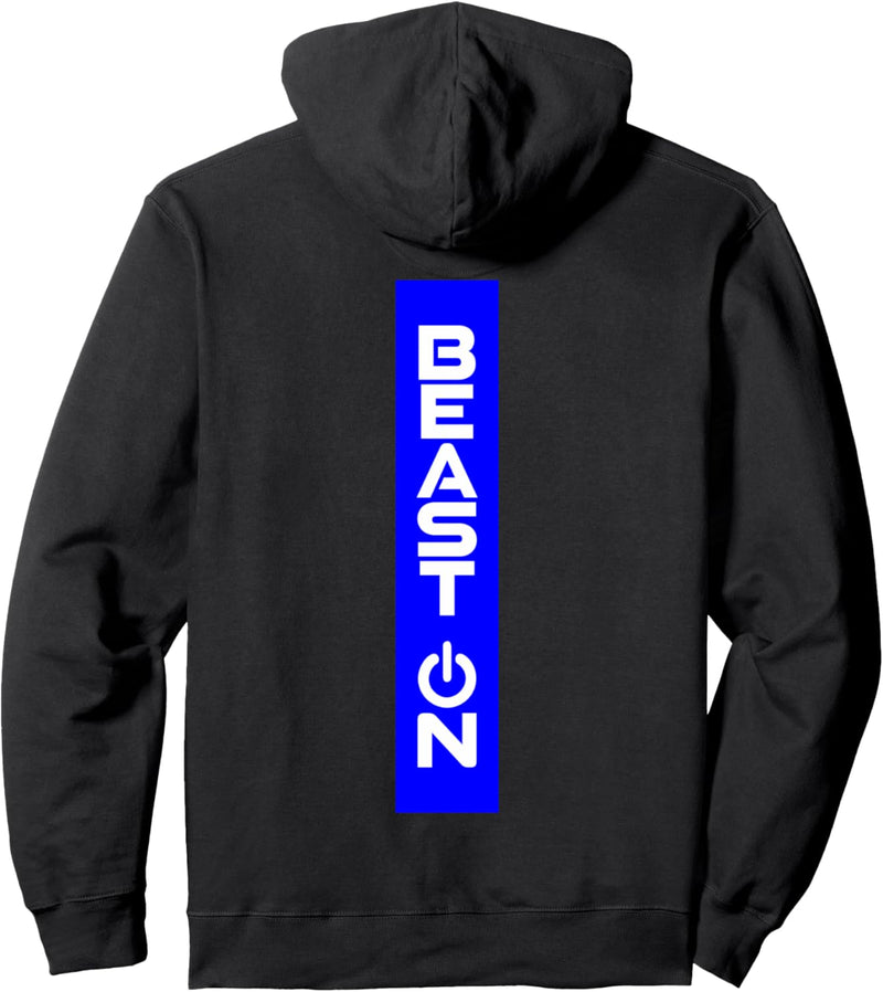 Beast ON Rücken Motiv blaue Farbe Fitness Gym Motivation Pullover Hoodie