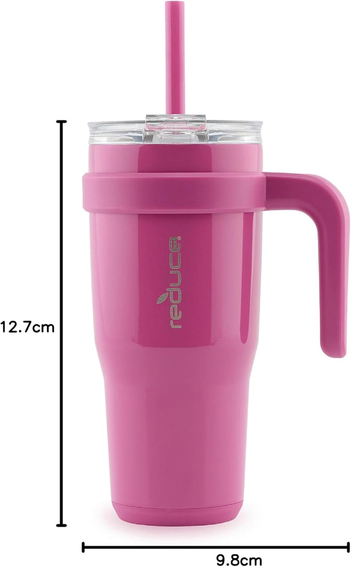 Reduce OG Sangria Becher mit Griff, vakuumisolierter Edelstahl-Reisebecher mit Trinkdeckel und Stroh
