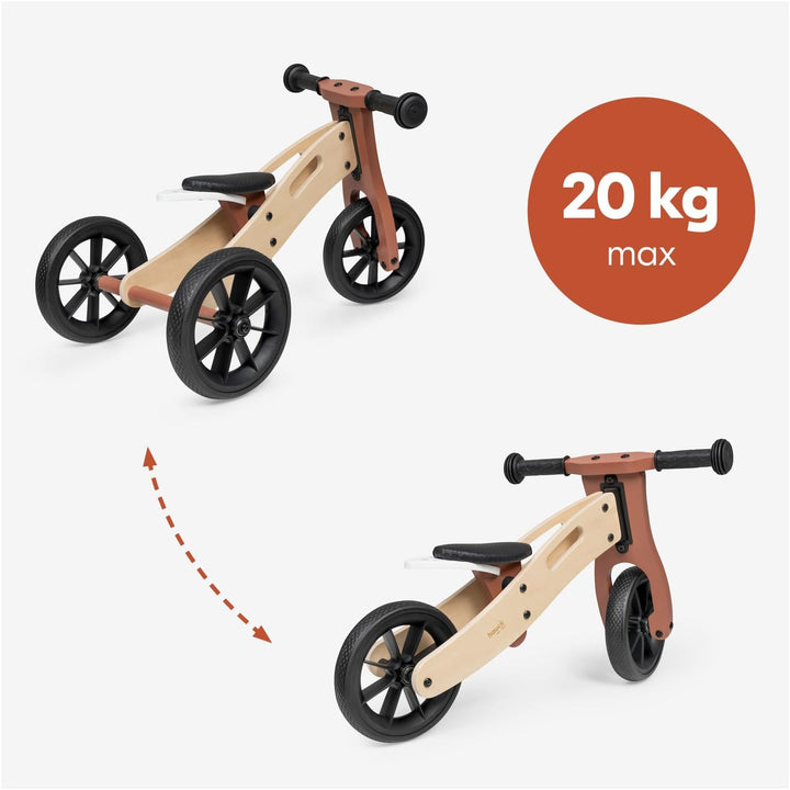 Hauck First Ride Eco, Fuchs - 2 in 1 Holz Dreirad Rutscher & Zweirad Laufrad mit 7,5 Zoll Räder für
