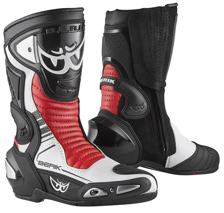 Berik Race-X EVO Motorradstiefel 47 EU Schwarz Weiss Rot, 47 EU Schwarz Weiss Rot