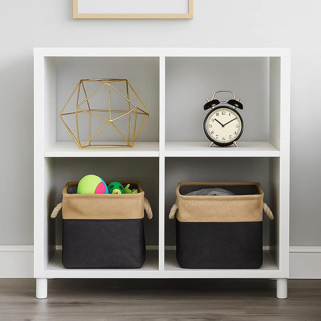 4 Stück Grosse Aufbewahrungskörbe 28x28x27 cm – Faltbare Stoff Aufbewahrungsboxen mit Griffen, stabi