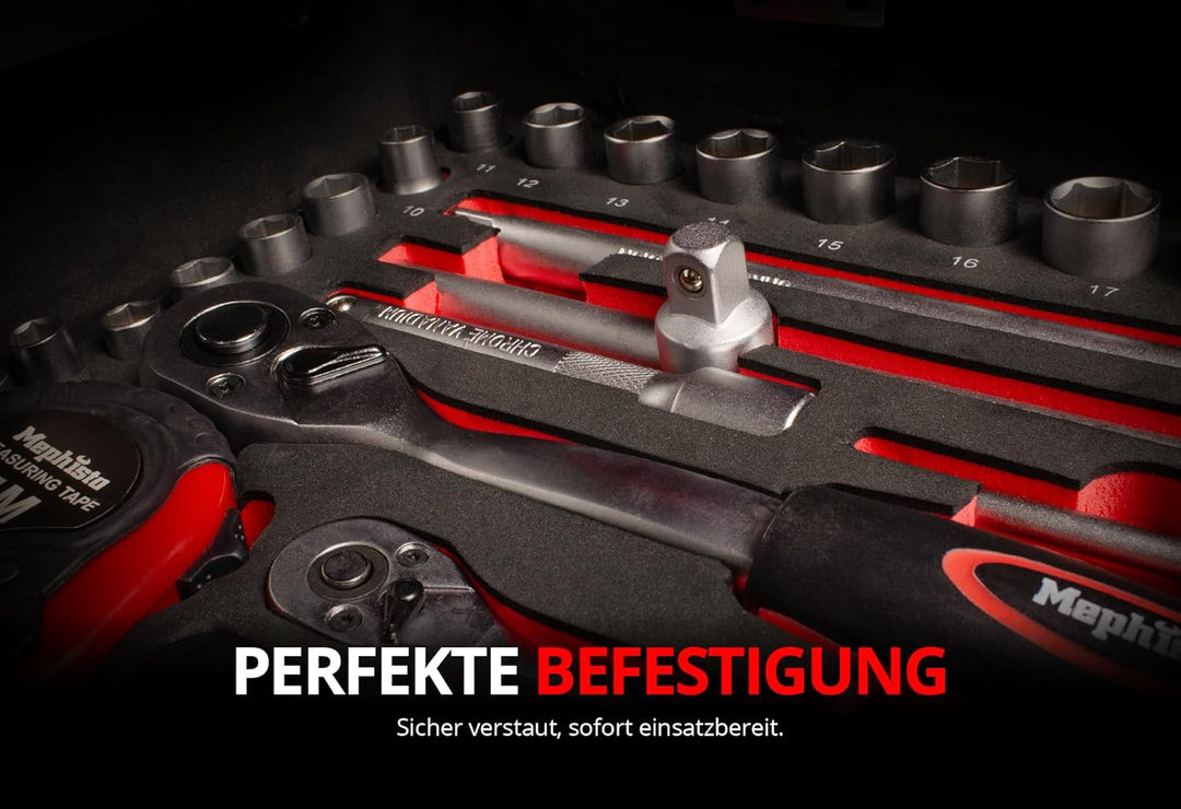 Mephisto Werkzeugkoffer - Werkzeugtrolley - Premium XXL Werkzeugset mit GS und VDE zertifiziertem Ch