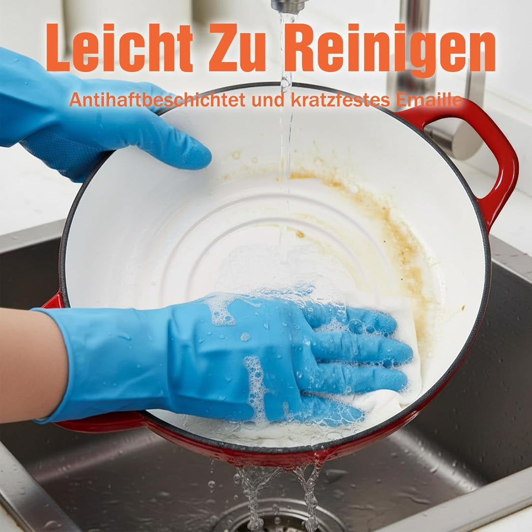 Gusseisen Brotbackform mit Deckel, 4,7L Gusseisen Topf Brot Backen, 23 cm Emaille Bräter mit Deckel,