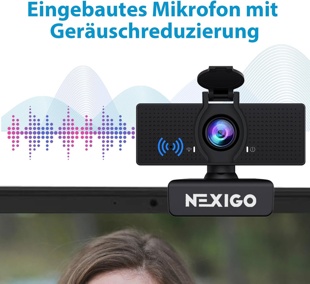 NexiGo N60 1080P Webcam, HD-Webcam mit Mikrofon, Softwaresteuerung und Datenschutzabdeckung, USB-Com