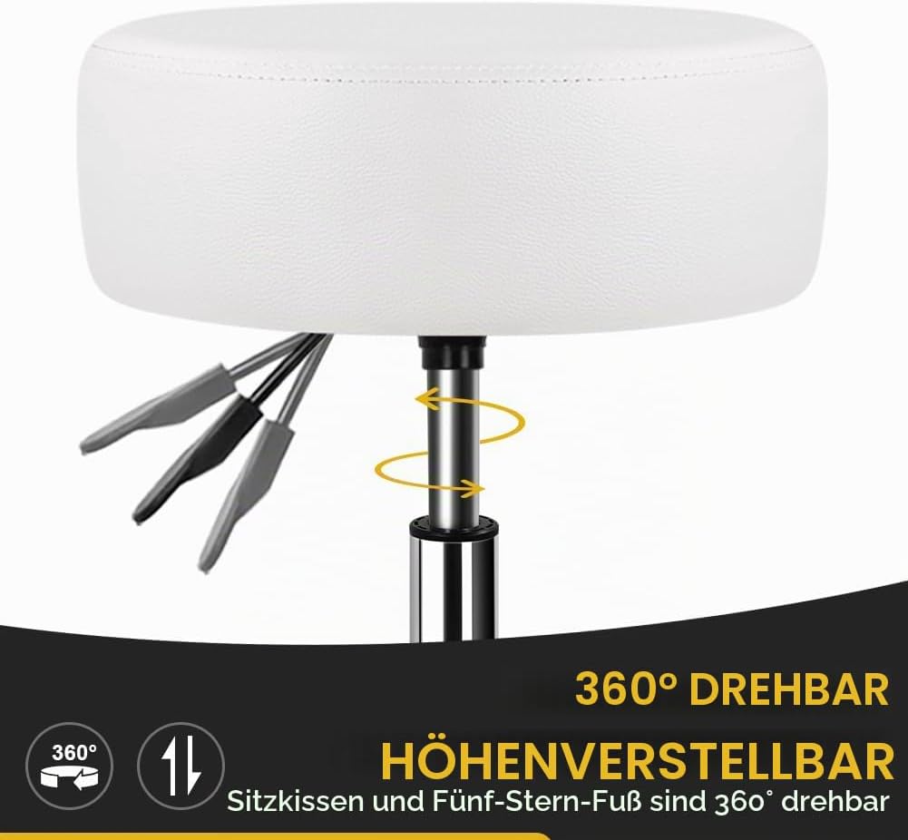 WKWKER Verstellbarer Schminkhocker für den Make-up-Raum Drehbarer Schminkhocker Kleine runde Ottoman