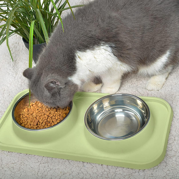 L.D.Dog Katzenfutternäpfe, Katzennäpfe, rutschfest und auslaufsicher, Silikonmatten mit Ständer, her