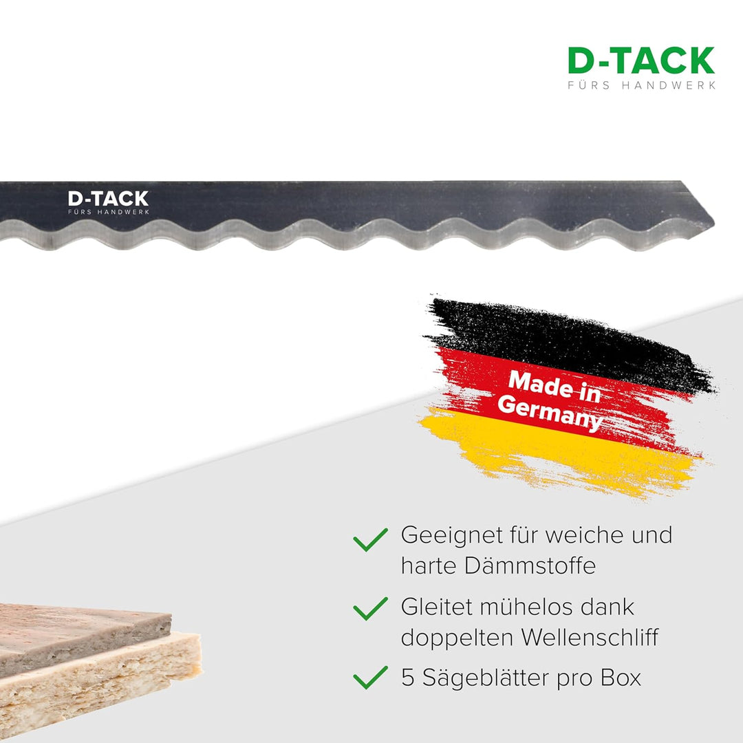 D-TACK Stichsägeblatt Dämmstoffe | 180 x 9,8 mm | 5 Stück | Für Schnitte durch Dämmstoffe wie Minera