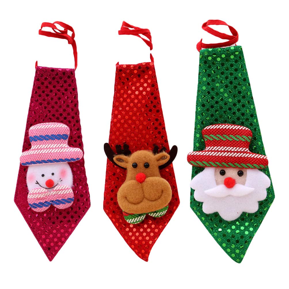 Amosfun 3 Stück Leuchtende Weihnachtskrawatte Led Mit Pailletten Weihnachts Schlips Für Herren Und D