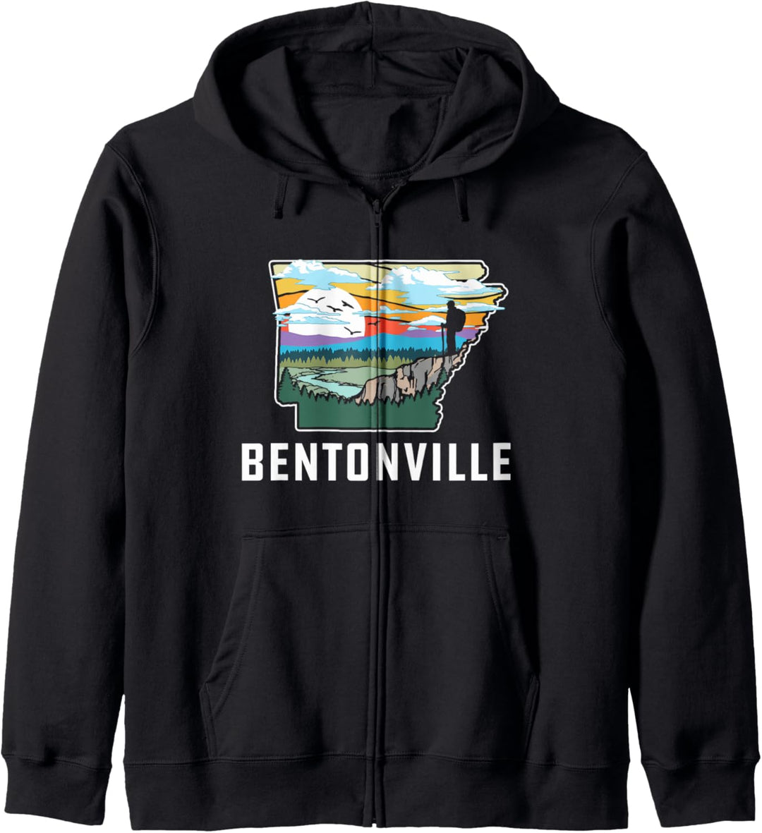 Bentonville Arkansas Outdoor & Nature Retro Illustration Kapuzenjacke