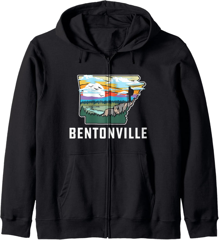 Bentonville Arkansas Outdoor & Nature Retro Illustration Kapuzenjacke