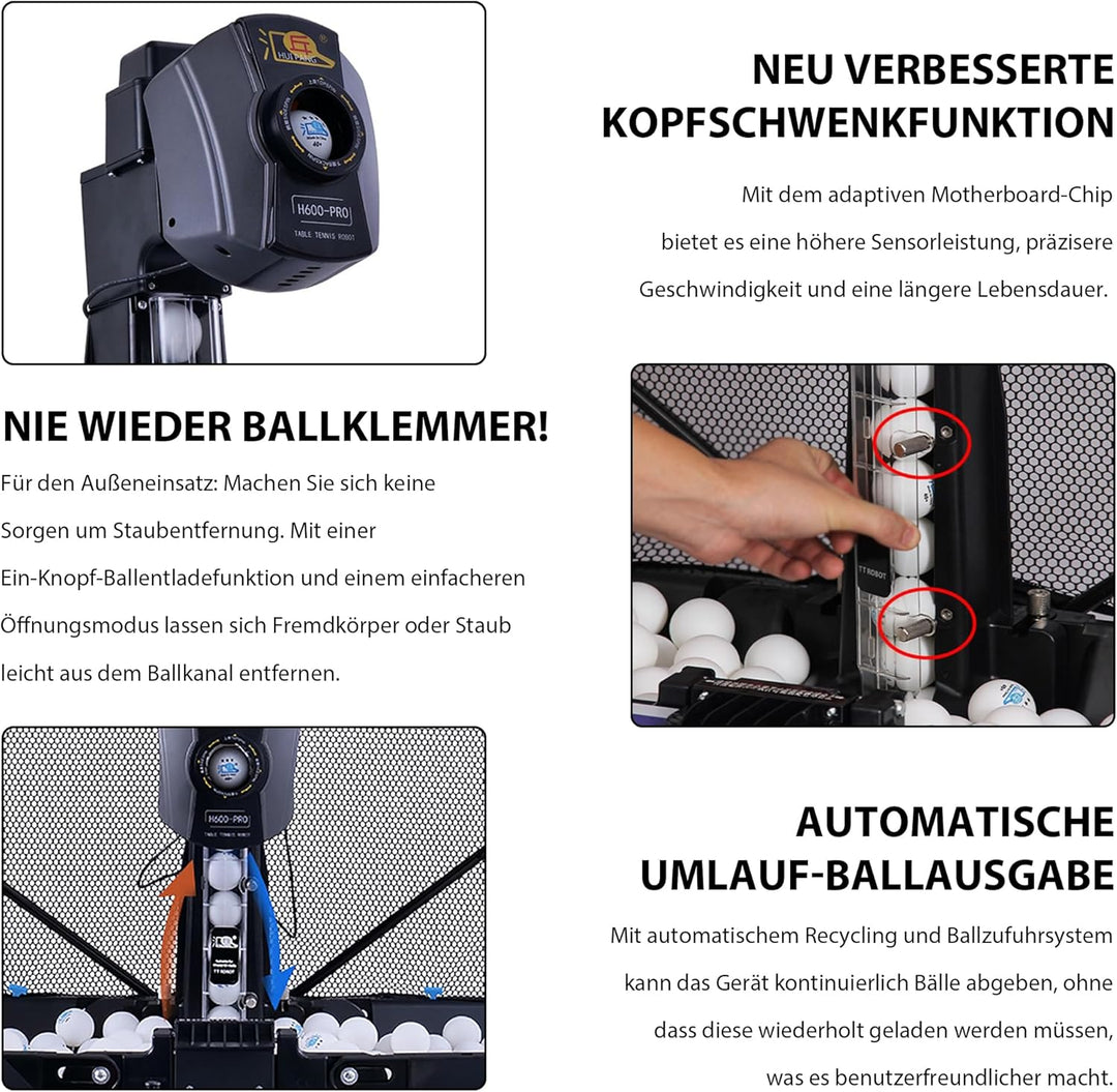 BIXUYOU Tischtennis Roboter mit Netz, automatische Tischtennis ballmaschine Ping Pong Roboter Tischt