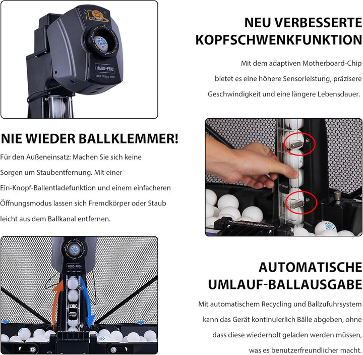 BIXUYOU Tischtennis Roboter mit Netz, automatische Tischtennis ballmaschine Ping Pong Roboter Tischt