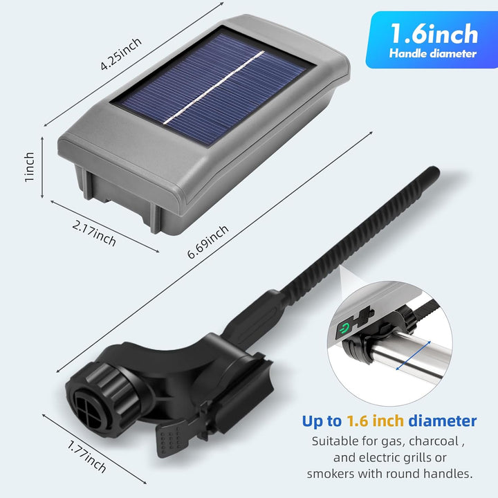 Solar-Grillleuchte für Blackstone Grillplatte & Weber Grill, USB-C-Solar, wiederaufladbar, 360° dreh