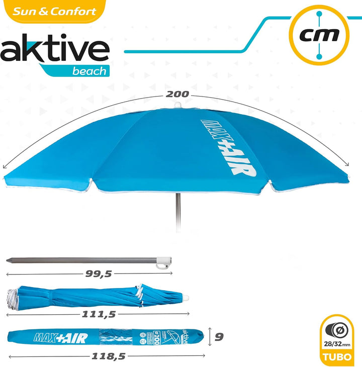 Aktive Beach Umbrella 200cm Uv50 Protection One Size