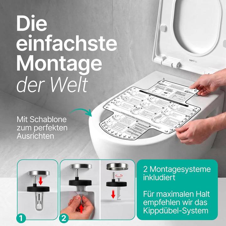 WC Sitz D Form mit Absenkautomatik | Toilettendeckel Weiss