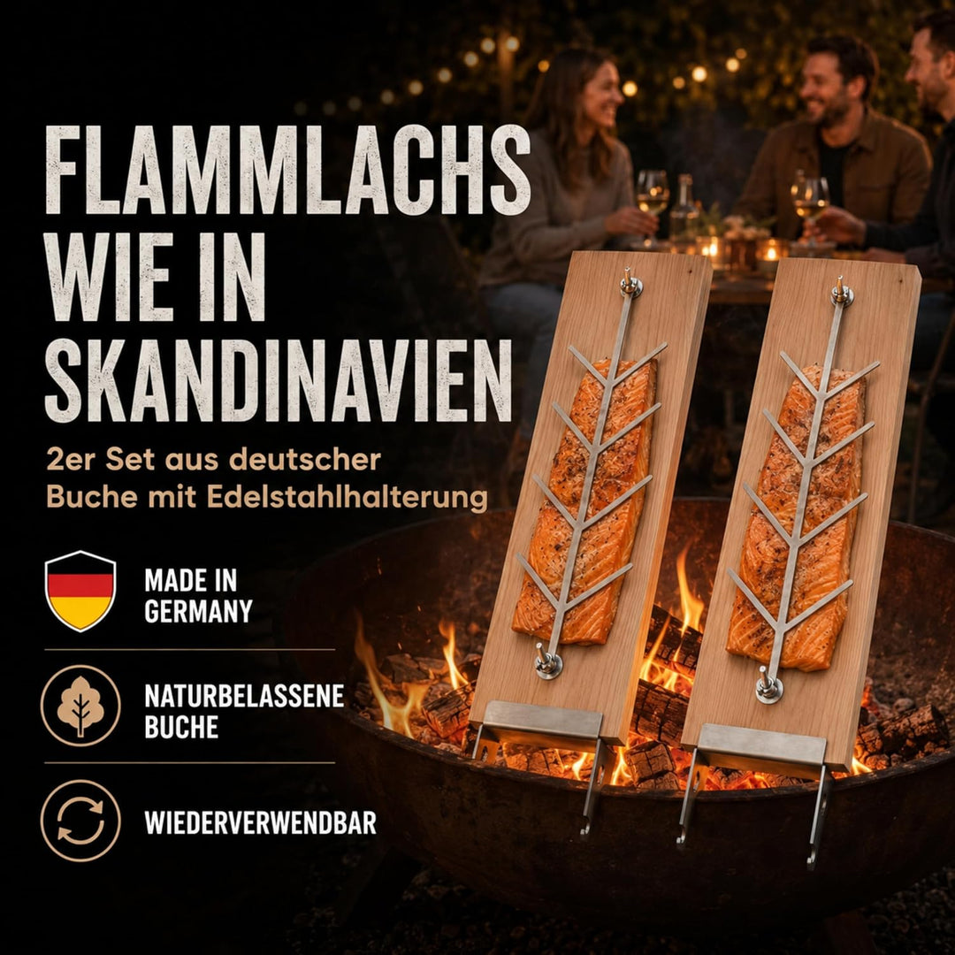 Flammlachsbrett, Räucherbrett, Flammlachs Brett aus dt. Buche. Geeignet für Feuerschalen,Outdoor Gri