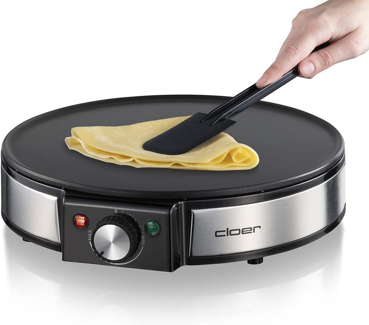 Cloer 6630 Crêpes-Maker, für süsse oder herzhafte Crepes mit 30 cm Ø, 1200 W, Antihaftbeschichtung,