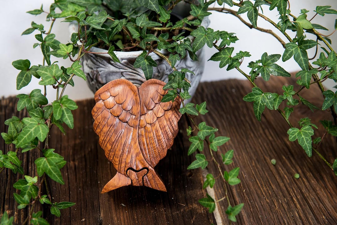 Windalf Glücks Geschenk Schmuckdose Kila 11 cm Engelsflügel Geschenkbox Handarbeit aus Holz