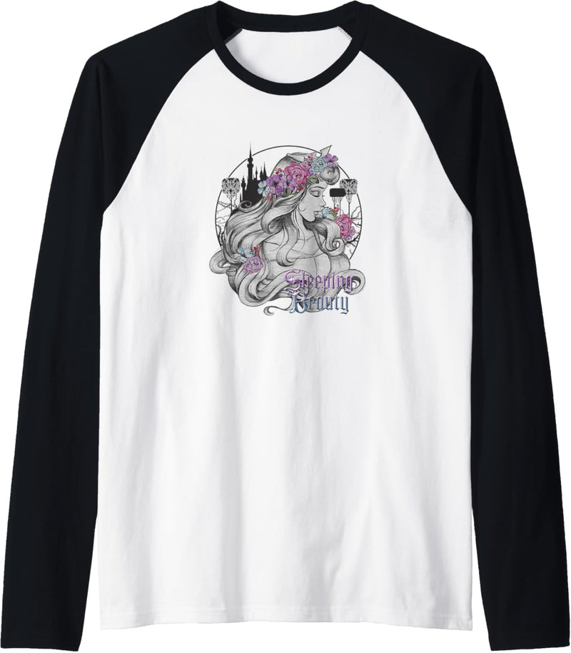 Disney Sleeping Beauty Floral Sketched Portrait Raglan