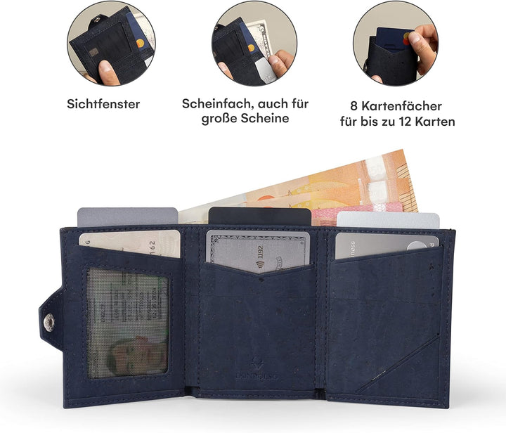 DONBOLSO Wallet NextGen Korkleder - Vegan Leather Slim Geldbörse - Geldbeutel mit RFID Schutz aus ve